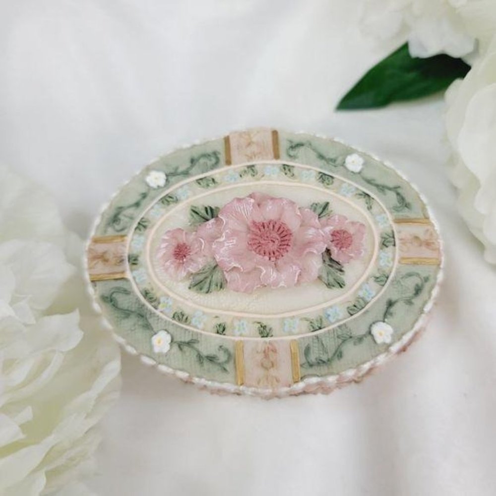 Vintage Hand Painted Ceramic Jewelry Box